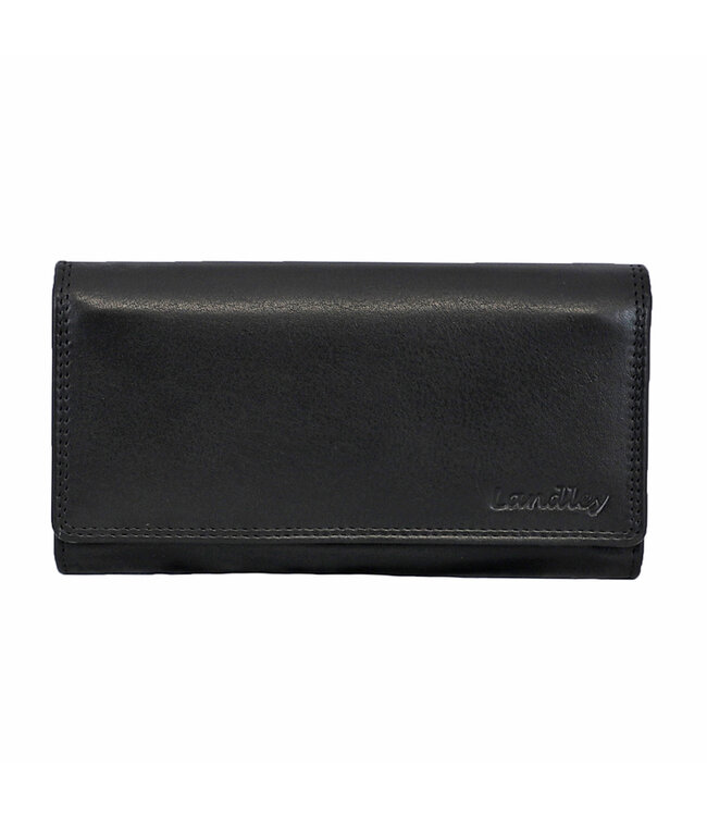 Landley Dames Portemonnee Overslag - Vrouwen Portefeuille - Soepel Nappa Leer - Zwart