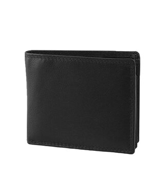 Houtkamp Compacte Heren Billfold Portemonnee met Flapje – Zwart