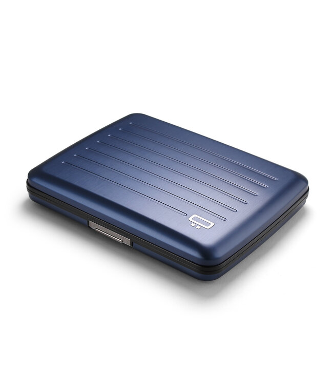 Ögon Designs Stockholm V2 Large Creditcardhouder – Dames en Heren – Aluminium Wallet met RFID Bescherming, Extra Geldvak & Waterbestendige Sluiting – Navy Blauw