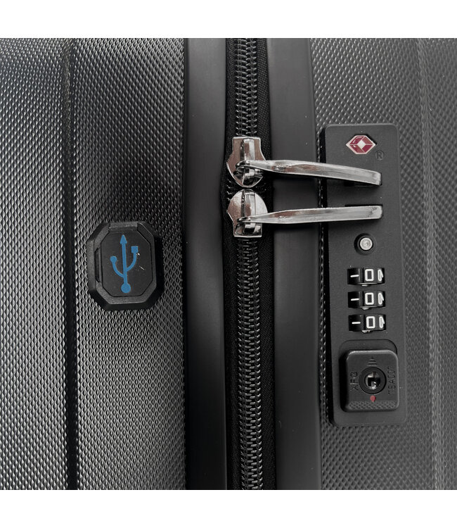 JSA Reistrolley 2-in-1 – 30L – ABS – TSA Slot – Laptopkoffer 15 inch – 4x 360° Wielen - Zwart