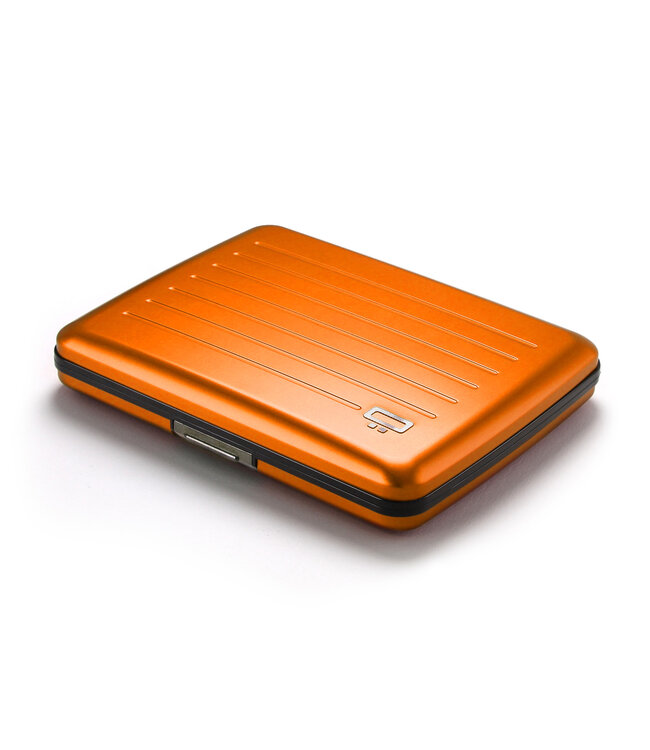 Ögon Designs Stockholm V2 Large Creditcardhouder – Dames en Heren – Aluminium Wallet met RFID Bescherming, Extra Geldvak & Waterbestendige Sluiting – Oranje