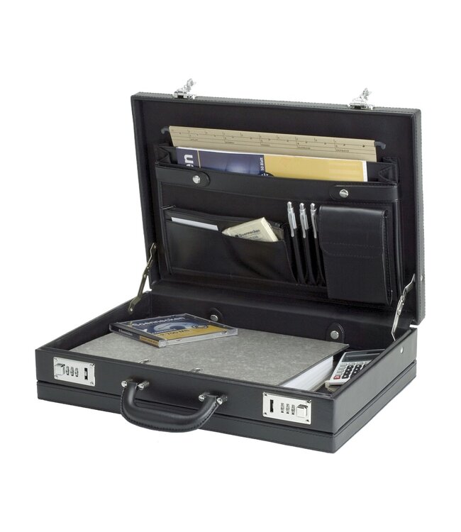 Alassio PONTE Attachékoffer Zwart – Kunstleer – A4 – Met Cijferslot & Harmonicavak
