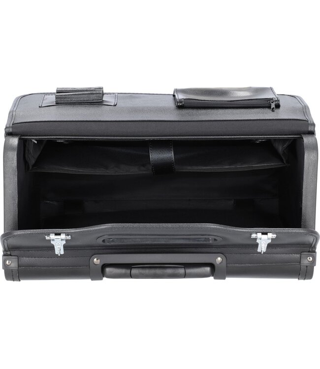 Alassio SILVANA Pilotenkoffer met Trolley – Echt Leer – 17 Inch Laptopvak – Zwart