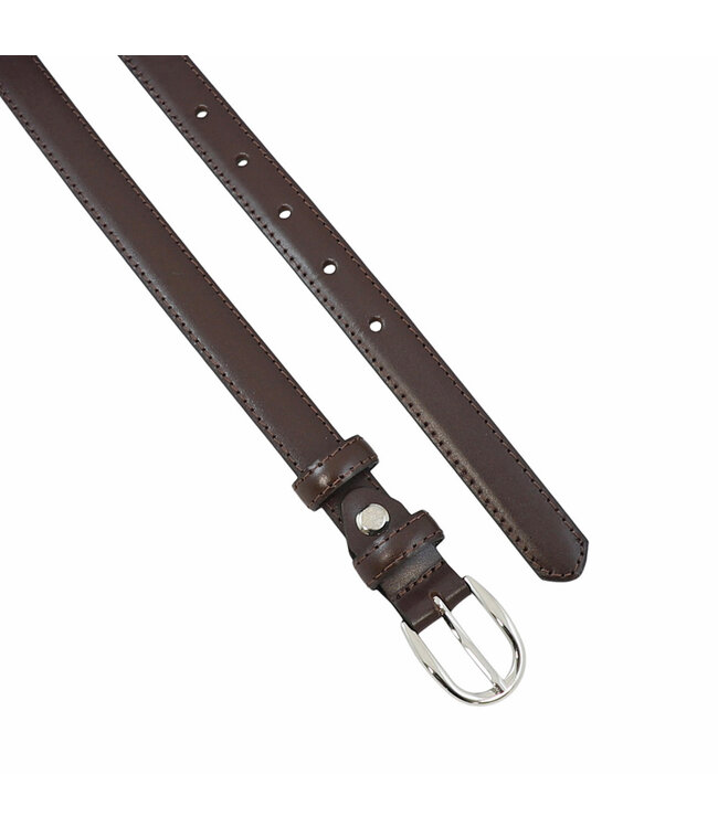 Houtkamp Smalle Leren Dames Riem 2 cm – Gebolleerde Taille- & Broekriem | Elegant | Bruin