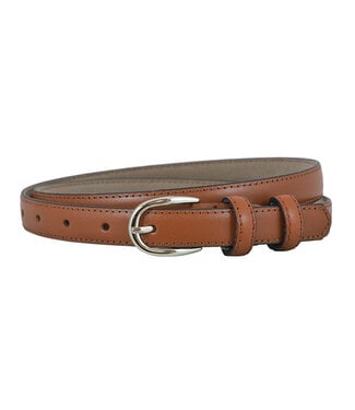 Houtkamp Smalle Leren Dames Riem 2 cm – Gebolleerd | Cognac