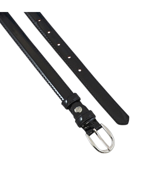 Houtkamp Smalle Leren Dames Riem 2 cm Lak Zwart – Gebolleerde Taille- & Broekriem | Elegant | Glimmend Zwart