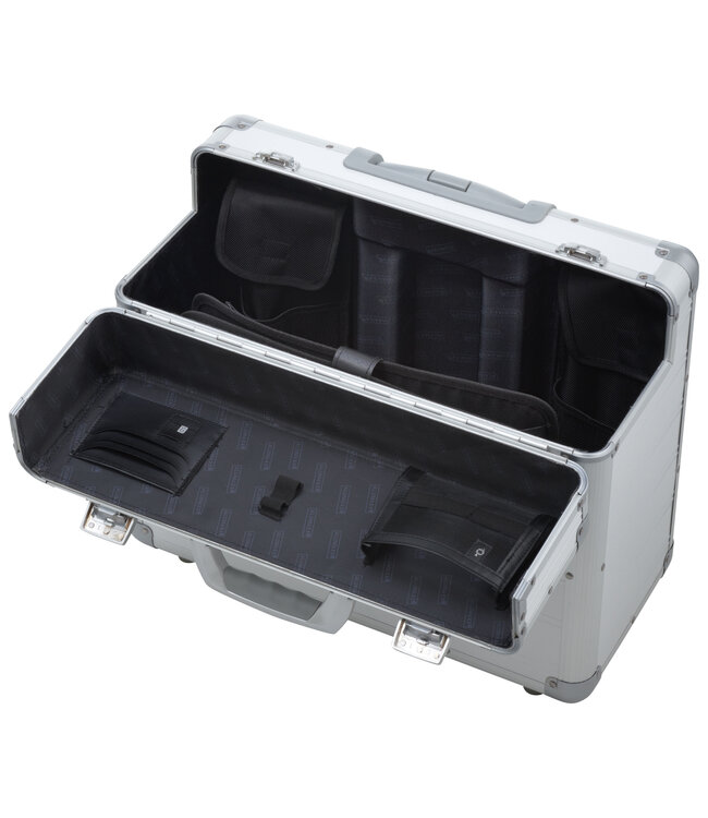 Alumaxx Pilotenkoffer DISCOVERY met Trolley – 15,6 inch Laptopvak + Organizer – Zilver