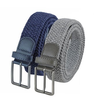 Landley Elastische Stretch Riemen Duopack – Luxe Gemêleerd - Blauw & Grijs