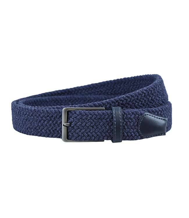 Landley Voordeelset Gemêleerde Elastische Riemen Blauw & Grijs – Luxe Gevlochten Stretch Riemen - Dames & Heren - Duopack