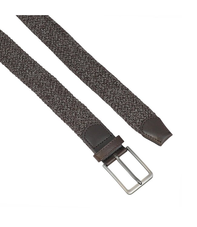 Landley Voordeelset Gemêleerde Elastische Riemen Grijs & Bruin – Luxe Gevlochten Stretch Riemen - Dames & Heren - Duopack