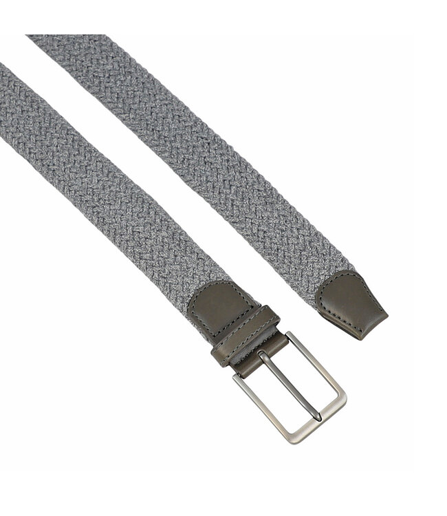 Landley Voordeelset Gemêleerde Elastische Riemen Grijs & Beige – Luxe Gevlochten Stretch Riemen - Dames & Heren - Duopack