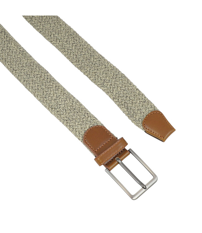 Landley Voordeelset Gemêleerde Elastische Riemen Bruin & Beige – Luxe Gevlochten Stretch Riemen - Dames & Heren - Duopack