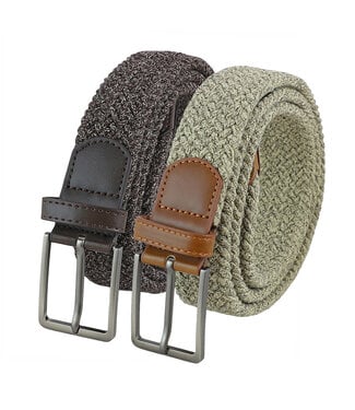 Landley Elastische Stretch Riemen Duopack – Luxe Gemêleerd - Bruin & Beige