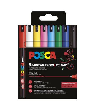 Posca Verfmarker PC1MR, 0.7 mm - 8er Box, Standaard kleuren