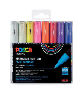 Posca Verfmarker PC-1MC, 0.7 - 1 mm - 16er Box - Standaard kleuren