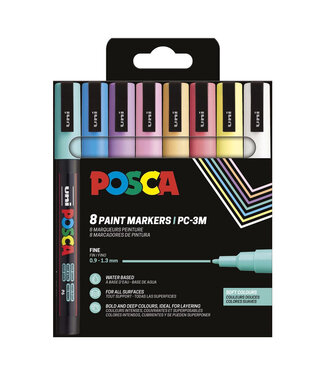 Posca Verfmarker PC-3M, 0.9 - 1.3 mm - 8er Box, Zachte kleuren