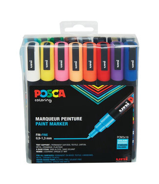 Posca Verfmarker PC-3M, 0.9 - 1.3 mm - 16er Box - Standaard kleuren