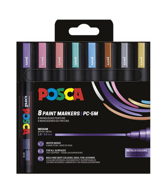 Posca Verfmarker PC-5M, 1.8 - 2.5 mm - 8er Box - Metallic kleuren