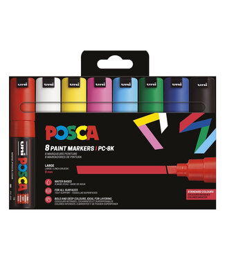 Posca Verfmarker PC-8K, 8 mm - 8er Box - Standaard kleuren