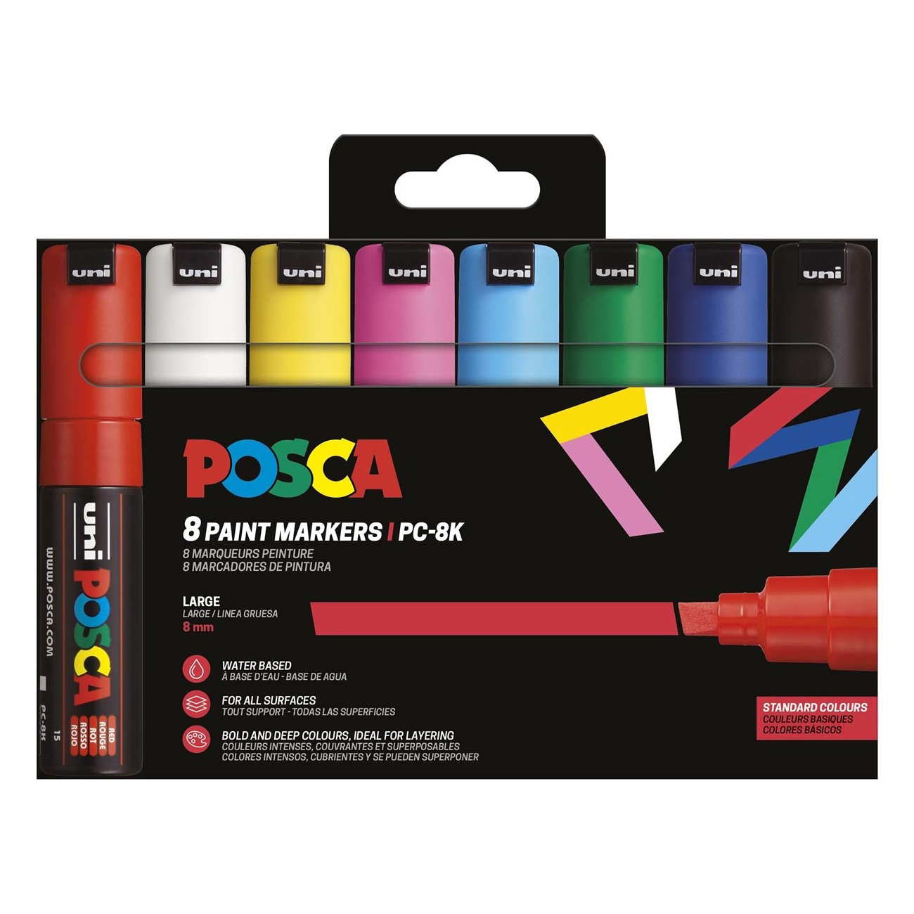 Posca Verfmarker PC-8K, 8 mm - 8er Box - Standaard kleuren