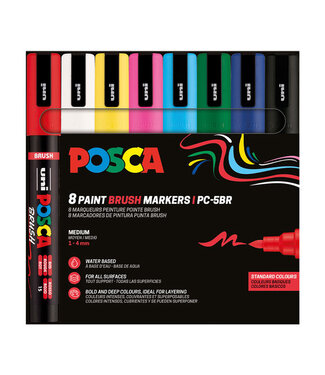 Posca Verfmarker PC-5BR, 1 - 4 mm - 8er Box, Brush - Standaard kleuren