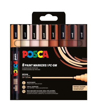 Posca Verfmarker PC-5M, 1.8 - 2.5 mm - 8er Box - Portret kleuren