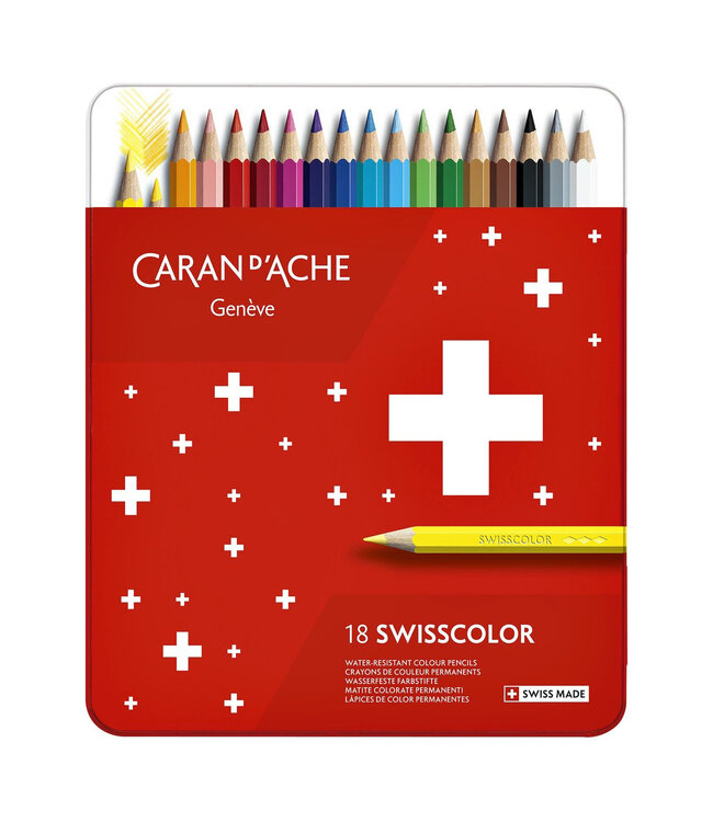 Caran d’Ache Swisscolor Permanent Kleurpotloden - 18 stuks - Metalen Blik