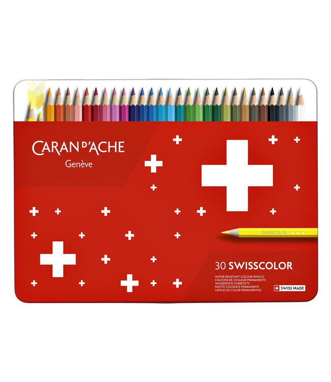 Caran d’Ache Swisscolor Permanent Kleurpotloden - 30 stuks - Metalen Blik