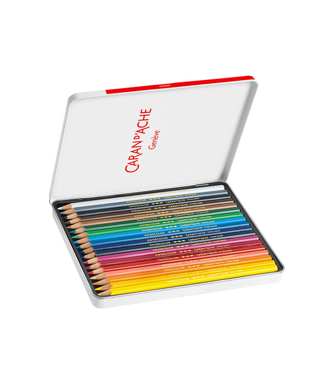 Caran d’Ache Swisscolor Permanent Kleurpotloden - 18 stuks - Metalen Blik