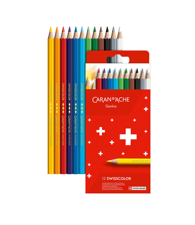 Caran d’Ache Swisscolor Kleurpotloden – Permanent – 12 Kleuren in Kartonnen Doosje