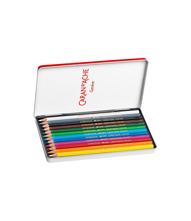 Caran d’Ache Swisscolor Aquarelpotloden - 12 stuks - Metalen Blik