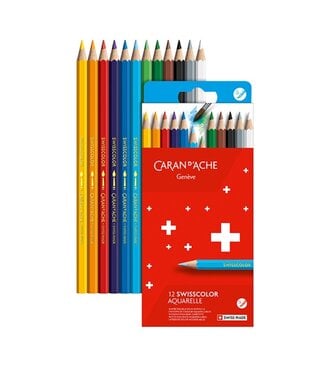 Caran d’Ache Swisscolor Aquarelle Kleurpotloden – 12 Kleuren in Doosje