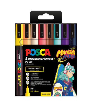 Posca Verfmarker PC-3M, 0.9 - 1.3 mm - 8er Box, Manga Hero