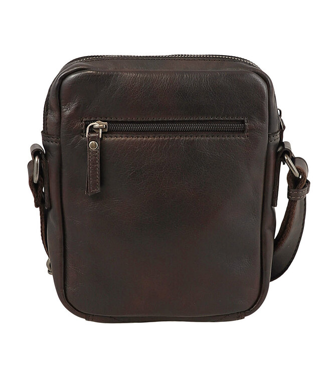 Landley Leren Schoudertas Heren & Dames – Crossbody Tas van Echt Leer met Dubbele Rits – Donkerbruin