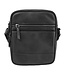 Landley Leren Schoudertas Heren & Dames – Crossbody Tas van Echt Leer met Dubbele Rits – Zwart