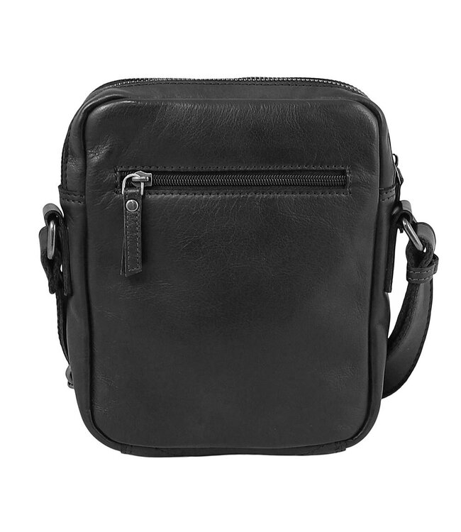 Landley Leren Schoudertas Heren & Dames – Crossbody Tas van Echt Leer met Dubbele Rits – Zwart