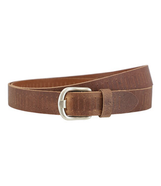 Landley Leren Gleufjesriem Smal - Stoer Hunter Leer - Cognac