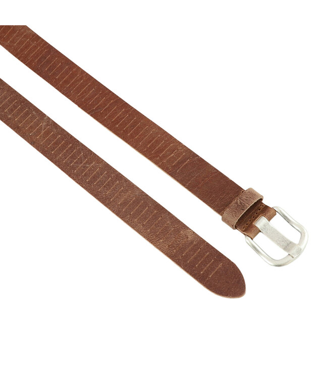 Landley Leren Gleufjesriem Smal - Stoer Hunter Leer met Pull-up Effect - 3 cm - Dames & Heren - Cognac