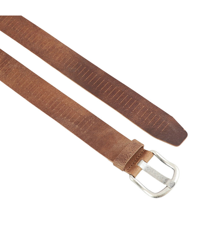Landley Leren Gleufjesriem uit Hunter Leer – Stoere Jeansriem - Dames & Heren - 4 cm - Cognac
