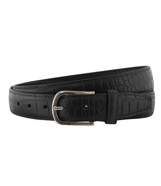 Landley Leren Heren Pantalonriem met Krokoprint – Zwart