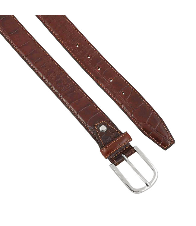 Landley Leren Heren Riem met Krokoprint – Pantalonriem 35 mm – Echt Leer – Donker Cognac