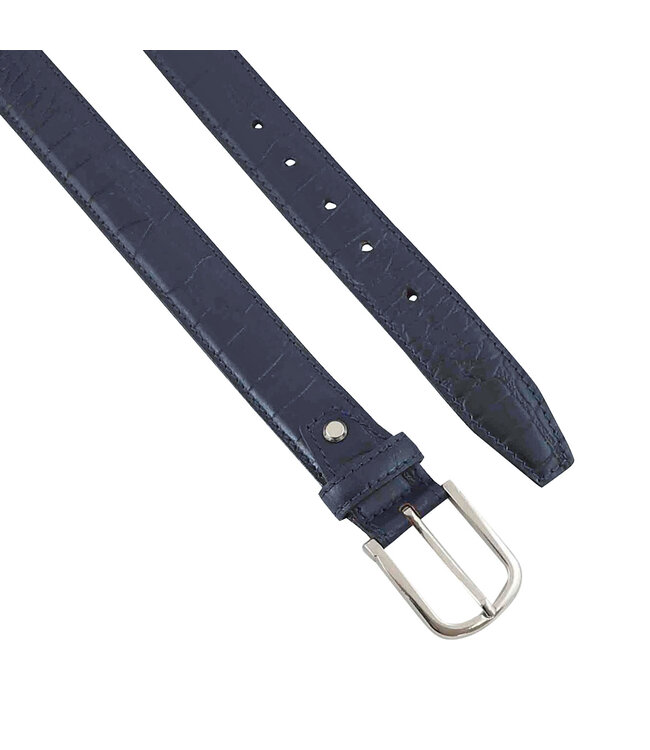 Landley Leren Heren Riem met Krokoprint – Pantalonriem 35 mm – Echt Leer – Blauw