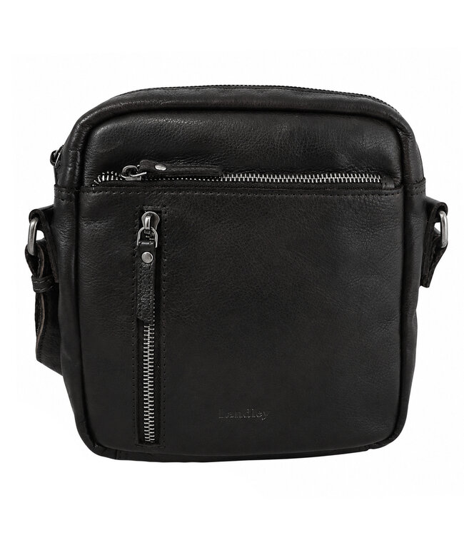 Landley Leren Schoudertas Heren - Crossbody Tas van Echt Leer - Verstelbare Schouderriem - Zwart