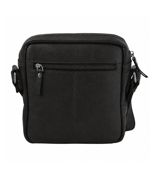 Landley Leren Schoudertas Heren - Crossbody Tas van Echt Leer - Verstelbare Schouderriem - Zwart