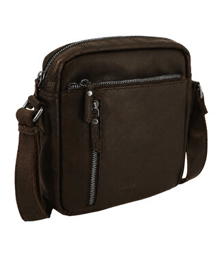 Landley Leren Schoudertas Heren - Crossbody Tas - Donkerbruin