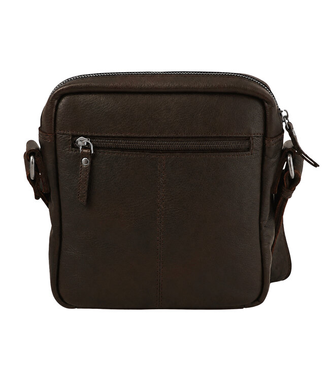 Landley Leren Schoudertas Heren - Crossbody Tas van Echt Leer - Verstelbare Schouderriem - Donkerbruin