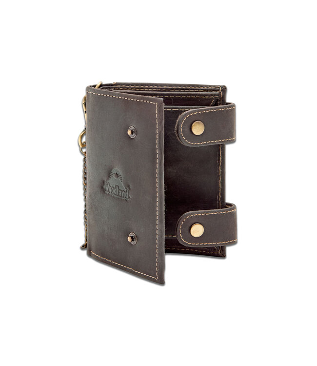 Woodland Leren Biker Portemonnee met Ketting - Echt Leer - Heren & Dames - Bruin