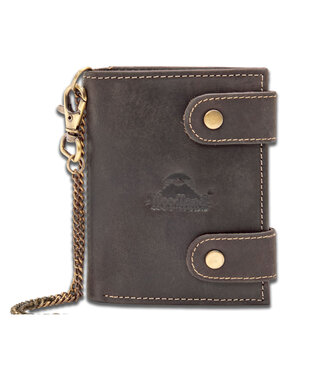 Woodland Biker portemonnee met ketting | Leer | Bruin