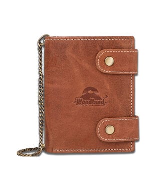 Woodland Biker portemonnee met ketting | Leer | Cognac