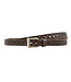Houtkamp Smalle Leren Damesriem 2 cm – Broekriem & Taille Riem – Geperforeerd Patroon – Bruin